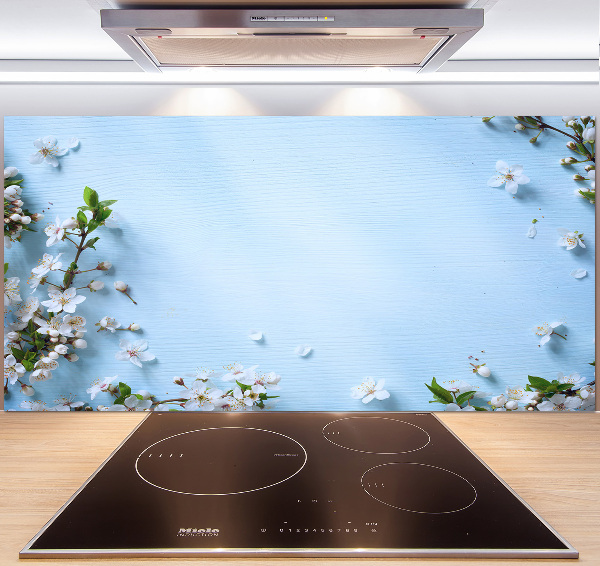 Glazen achterwand keuken Achtergrond met kersenbloesems