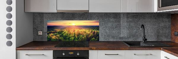 Spatplaat keuken Zonsondergang in het bos