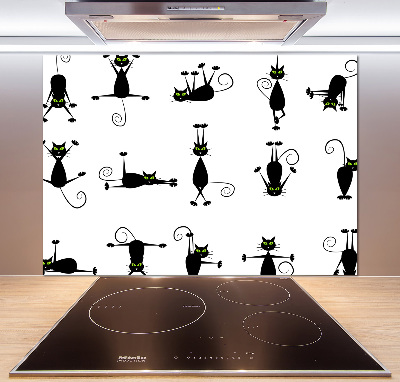 Glazen achterwand keuken Illustratie van katten