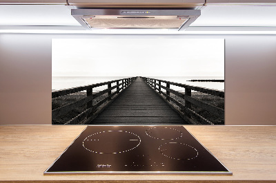 Glazen achterwand keuken Houten steiger