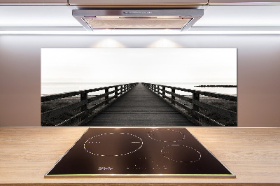 Glazen achterwand keuken Houten steiger