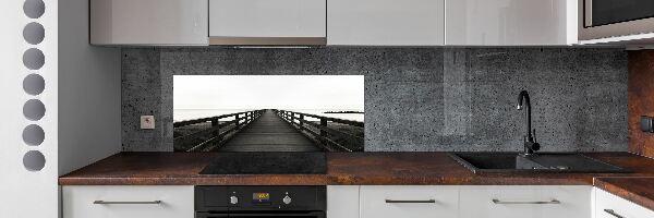 Glazen achterwand keuken Houten steiger