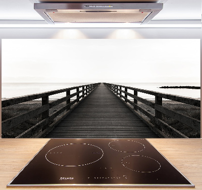 Glazen achterwand keuken Houten steiger