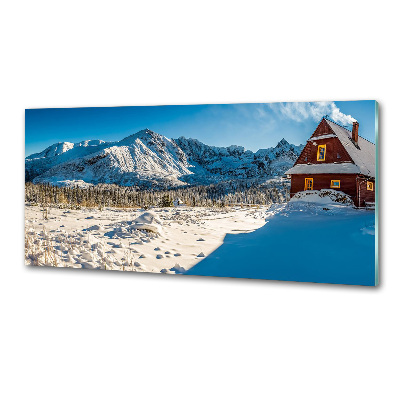 Glazen achterwand keuken Een huisje in de bergen