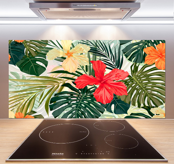 Achterwand keuken Hawaiiaanse bloemen