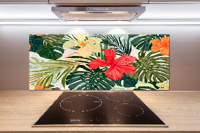 Achterwand keuken Hawaiiaanse bloemen