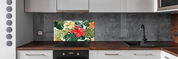 Achterwand keuken Hawaiiaanse bloemen
