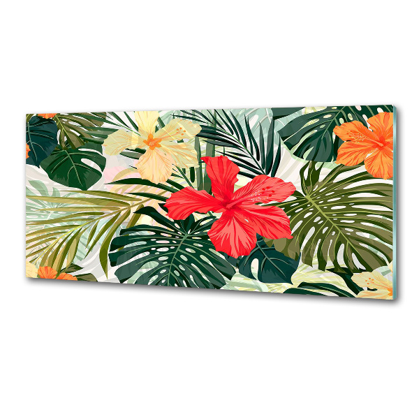 Achterwand keuken Hawaiiaanse bloemen