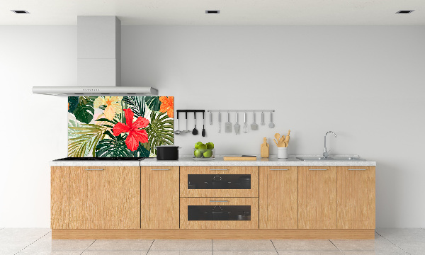 Achterwand keuken Hawaiiaanse bloemen