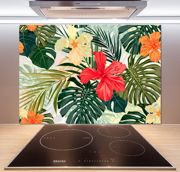Achterwand keuken Hawaiiaanse bloemen