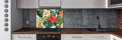 Achterwand keuken Hawaiiaanse bloemen