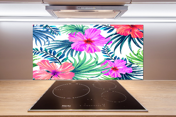 Achterwand keuken Hawaiiaanse bloemen