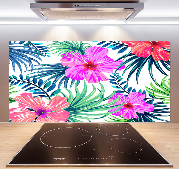 Achterwand keuken Hawaiiaanse bloemen