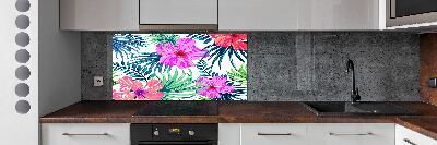 Achterwand keuken Hawaiiaanse bloemen