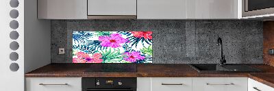 Achterwand keuken Hawaiiaanse bloemen
