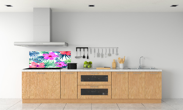 Achterwand keuken Hawaiiaanse bloemen
