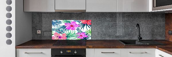 Achterwand keuken Hawaiiaanse bloemen