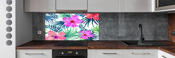 Achterwand keuken Hawaiiaanse bloemen