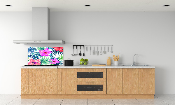 Achterwand keuken Hawaiiaanse bloemen