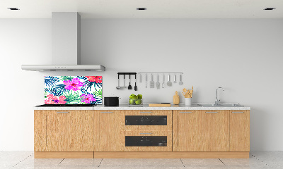Achterwand keuken Hawaiiaanse bloemen
