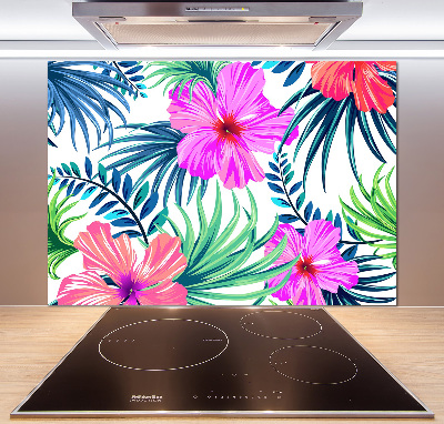 Achterwand keuken Hawaiiaanse bloemen