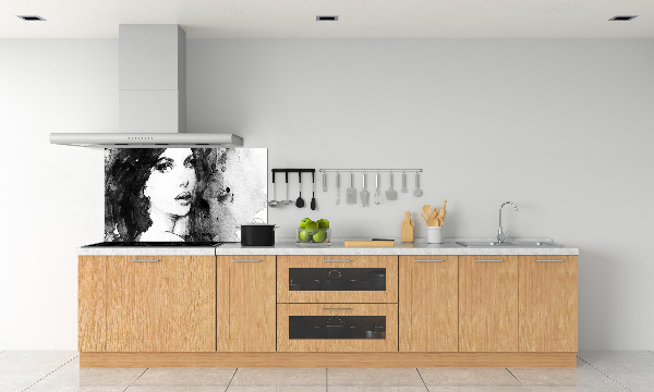 Glazen achterwand keuken Vrouwenportret
