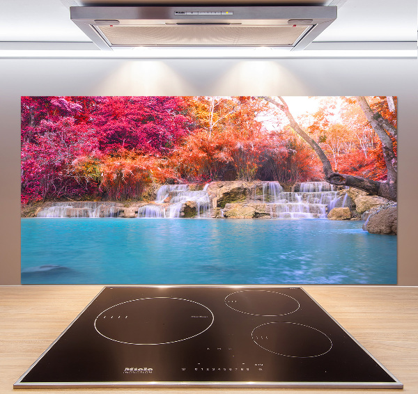 Spatscherm keuken Waterval in het bos