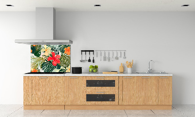 Spatscherm keuken Hawaiiaanse bloemen