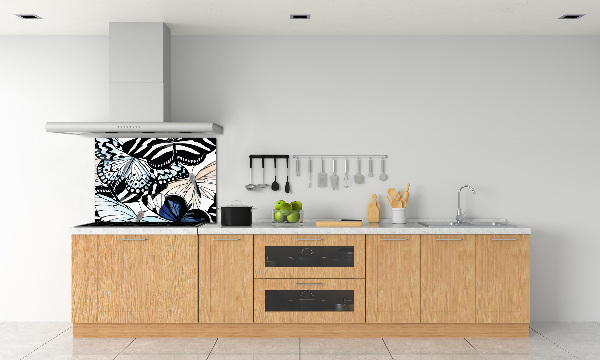 Glazen achterwand keuken Vlinders en bloemen