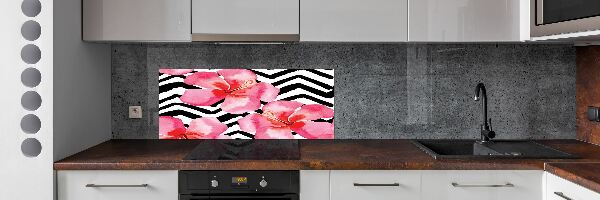 Glazen achterwand keuken Hawaiiaanse bloemen