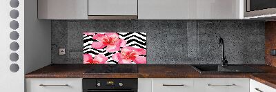 Glazen achterwand keuken Hawaiiaanse bloemen