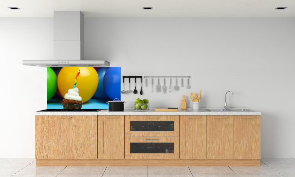 Glazen achterwand keuken Verjaardagscupcake