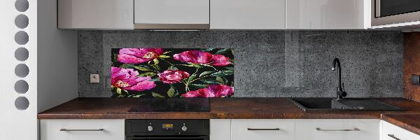 Spatplaat keuken Roze pioenrozen