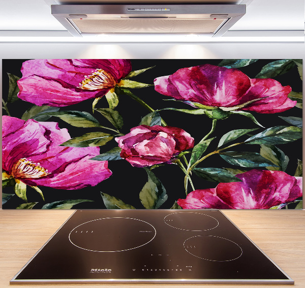 Spatplaat keuken Roze pioenrozen