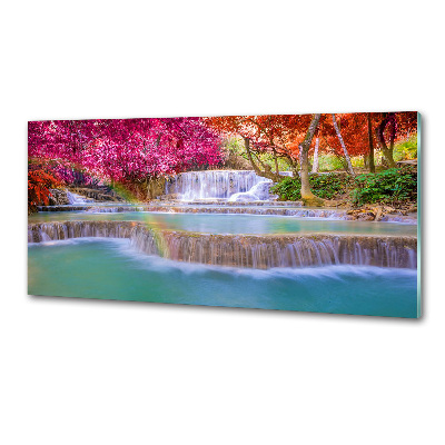 Spatscherm keuken Waterval in het bos