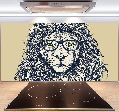 Glazen achterwand keuken Hipster leeuw