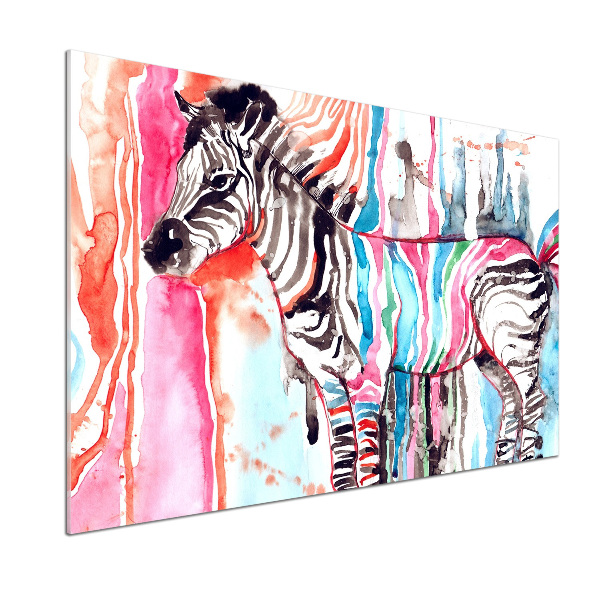 Glazen achterwand keuken Kleurrijke zebra