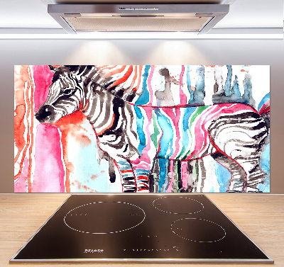 Glazen achterwand keuken Kleurrijke zebra