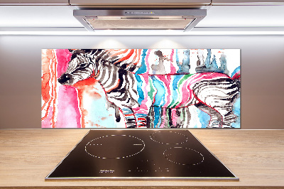 Glazen achterwand keuken Kleurrijke zebra