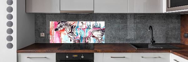 Glazen achterwand keuken Kleurrijke zebra