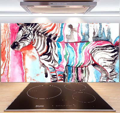 Glazen achterwand keuken Kleurrijke zebra