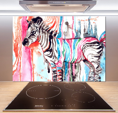 Glazen achterwand keuken Kleurrijke zebra