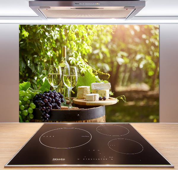 Glazen achterwand keuken Wijn en hapjes