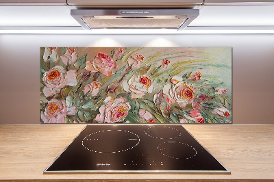 Glazen achterwand keuken Rozen