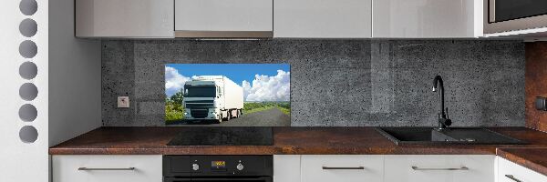 Glazen achterwand keuken Witte vrachtwagen