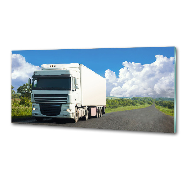 Glazen achterwand keuken Witte vrachtwagen