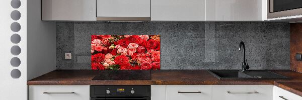 Spatscherm keuken Rode bloemen
