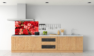 Spatscherm keuken Rode bloemen