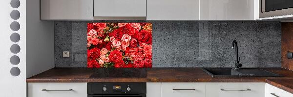 Spatscherm keuken Rode bloemen