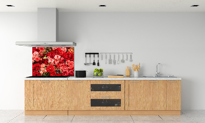 Spatscherm keuken Rode bloemen